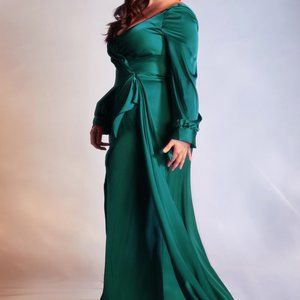 NEW PLUS SIZE EMERALD LONG BRIDESMAID DRESS CD7478C